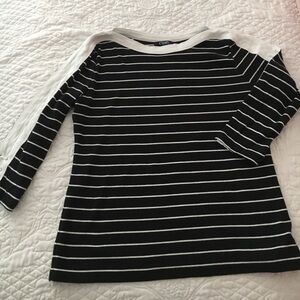 CHAPS Navy and white striped top